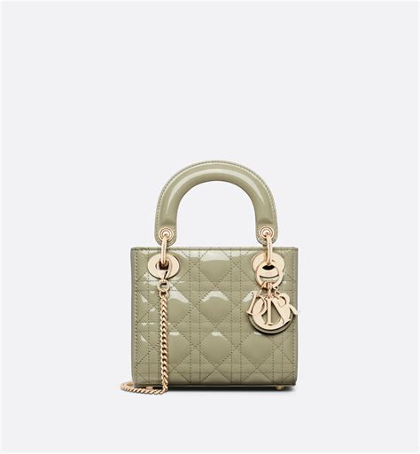 Dior Women CD Mini Lady Dior Bag Sage Green Patent .